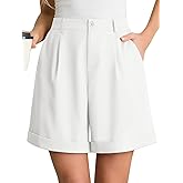 Feiersi Women Summer Dressy Elastic Waist Wide Leg Suit Tailored Shorts Trendy Work Shorts