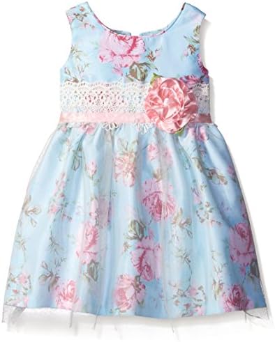 Jayne Copeland Little Girls Floral Print Shant/Mesh, Blue, 5