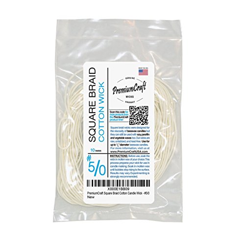 PremiumCraft Square Braid Cotton Candle Wick - #5/0