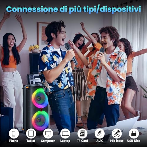 HWWR Karaoke with Microphone with 2 Wireless Microphones 10000 mAh Bluetooth 5.3 Speaker, 300 W PA System, Sing You Karaoke 2026 for Adults/Children for Parties, Family Meetings, Holidays