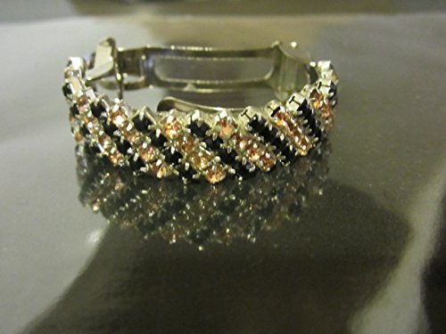 Jet Black/Coral Rhinestone Ponytail Holder Barrette Style Hair Clip Hair Accessories