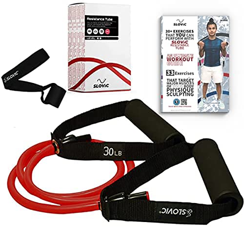 Slovic Resistance Tube for Workout | Exercise Equipment for Home Gym | Resistance Tube Set for Exercise | Workout for Men & Women | with Door Anchor Foam Handles & 30+ Exercises Guide | Heavy Duty