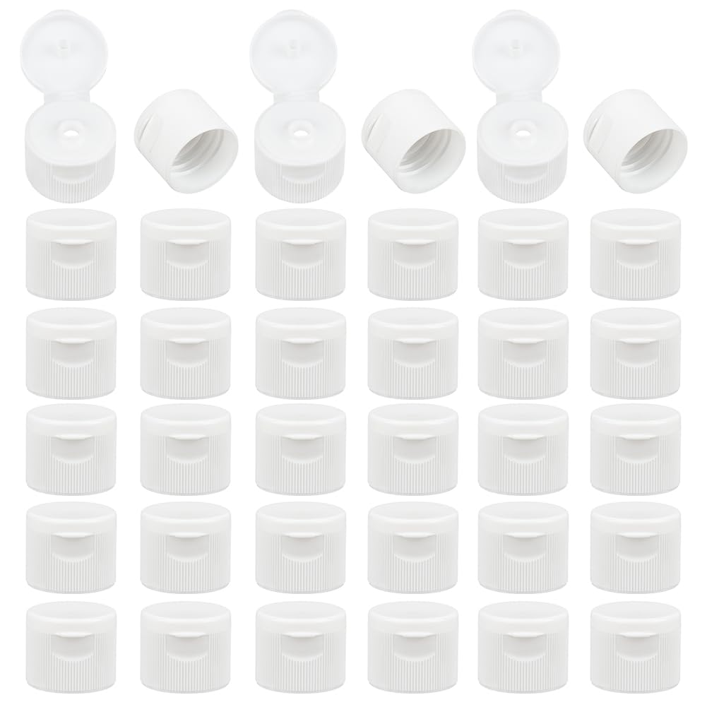 OLYCRAFT 36Pcs White Flip Top Caps 25mm thick Plastic Flip Bottle Caps With 4.5mm Orifice Replacement Flip-Top Dispensing Caps Squeeze Bottles Dispensing Caps Inner Diameter 28mm