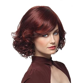 Amazon Com Wig Red Wine Short Curly Hair Wig Ms Air Egg Curls