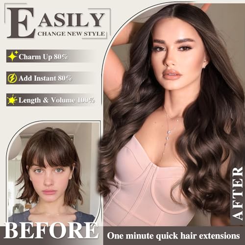 Yuniffe Clip in Hair Extensions Human Hair Dark Brown 16 Inch 8pcs 120g Hair Extensions Clip in Silky Straight Human Hair Extensions for Women Double Weft Real Hair Extensions #2