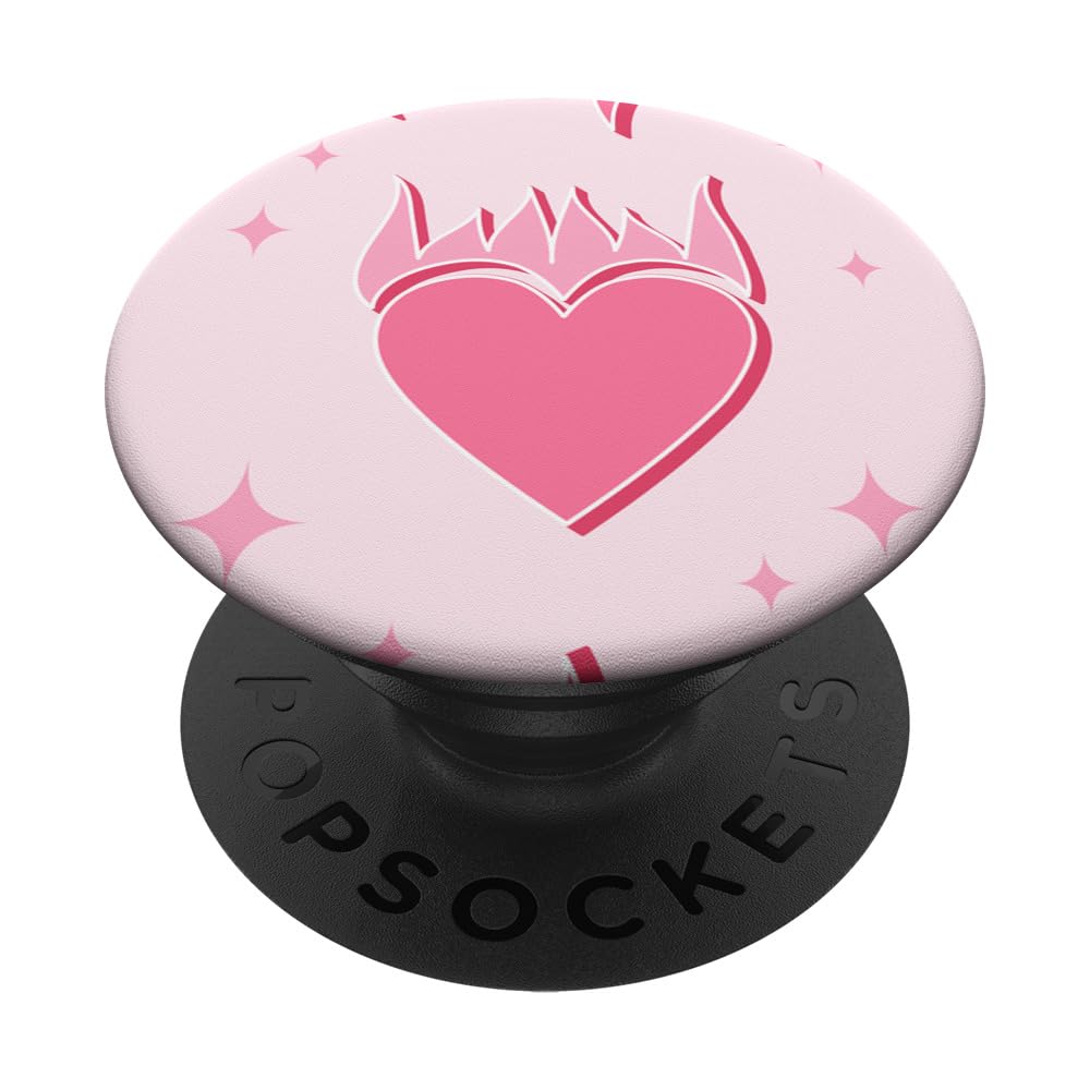Pink Flames and Heart Beautiful Girlie Fire Pattern PopSockets Swappable PopGrip