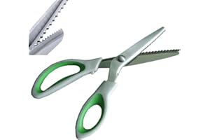 ZXUY 5MM Pinking Shears for Fabric, Stainless Steel Handled Professional Dressmaking Sewing Scissors Zig Zag Fabric Craft Scissors (Sawtooth Green)