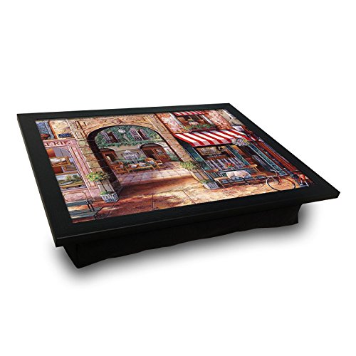 LaModaHome Old Days MDF Pillow Tray, View of Decent Neighborhood - Pillow Cushioned Accessories, Portable Bed Stand for Notebook or Serving, Suitable for Use on Table, Sofa, Chair