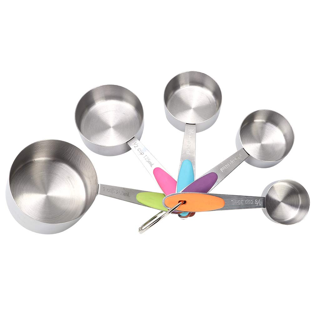 Measuring Cups for Baking, Cup Measurements Set, 5pcs Stainless Steel Measuring Scale Cups Set Measuring Spoons Sets Measuring Cups and Spoons Set for Baking & Cooking, Dishwasher-Safe