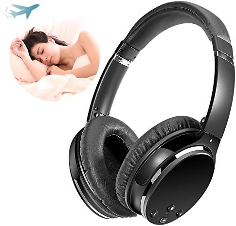 Active Noise Cancelling Headphones, Wireless Headset Foldable with Mic Over-ear Stereo ANC Earphones with Detachable Cable (black-n)