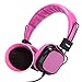 Kids Headphones with Microphone - Noot Products H4 Pink Wired On-Ear Headset for Girls Children Toddlers School Compatible with iPhone, iPad, iPod, Samsung, HTC, LG and all 3.5mm Devices
