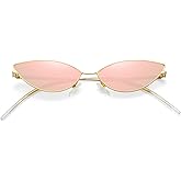 MEETSUN Retro Vintage Cat Eye Sunglasses For Women Men Narrow Small Oval Glasses Petals Shape Curved Temple Design