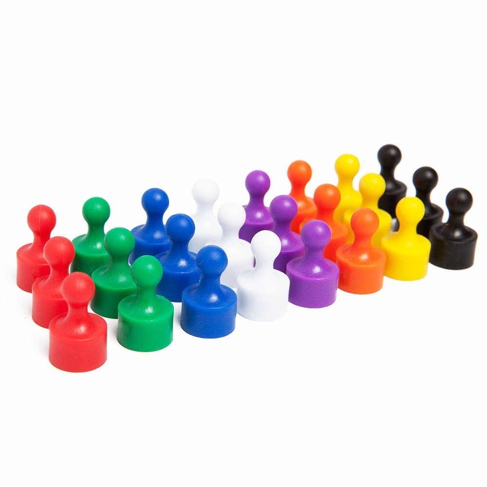 24 Assorted Magnetic Pins, Pawn Style - Perfect for Fun Fridge Magnets, Whiteboards, Cabinets, Photo Magnets for Refrigerator, and More!