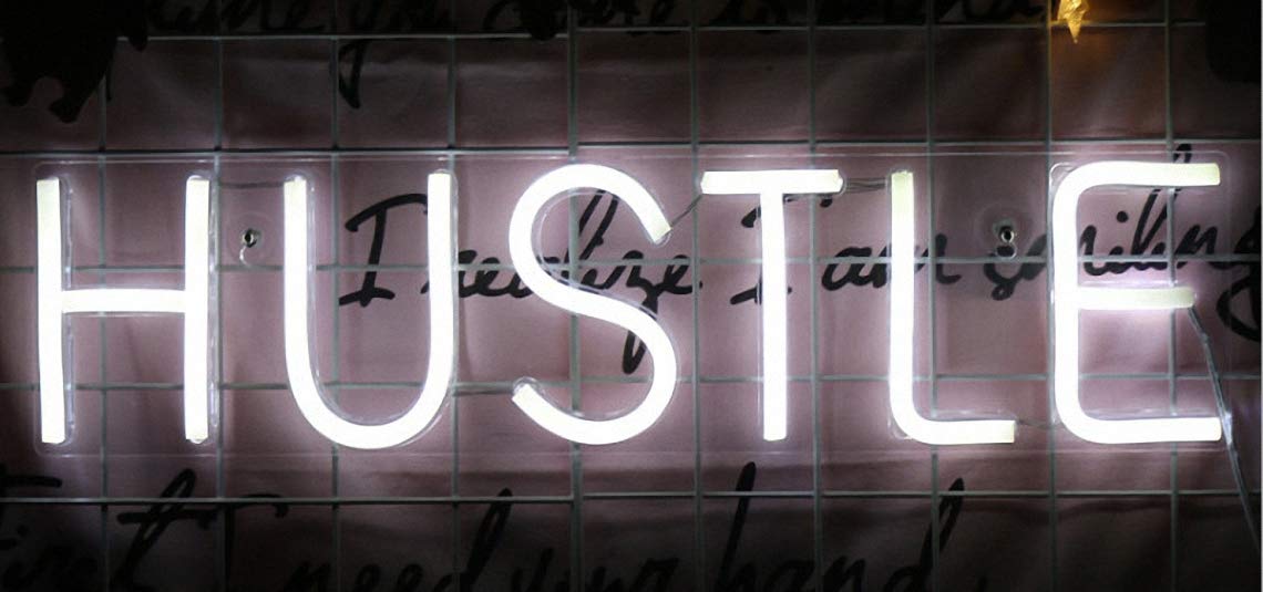 Ulalaza Neon Light Sign LED HUSTLE Night Lights USB Operated Decorative Marquee Sign Bar Pub Store Club Garage Home Party Decor