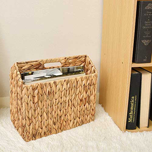 StorageWorks HandWoven Divided Magazine Basket, Rectangle Wicker