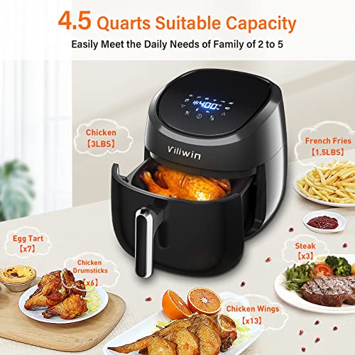 VILIWIN Air Fryer 8 Preset Menus 4.5 QT Digital Airfryer Easy To Use