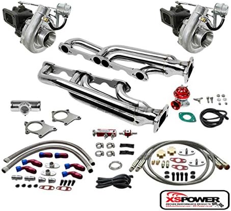 Amazon T04 63ar 500 Hp 12個ツインターボチャージャー マニホールドキット シボレー スモールブロック Sbc用 スーパーチャージャー ターボチャージャー 車 バイク