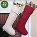 LimBridge Christmas Stockings, 2 Pack 20 inches Large Size Cable Knit Knitted Xmas Rustic Personalized Stocking Decorations for Family Holiday Season Decor, White or Red
