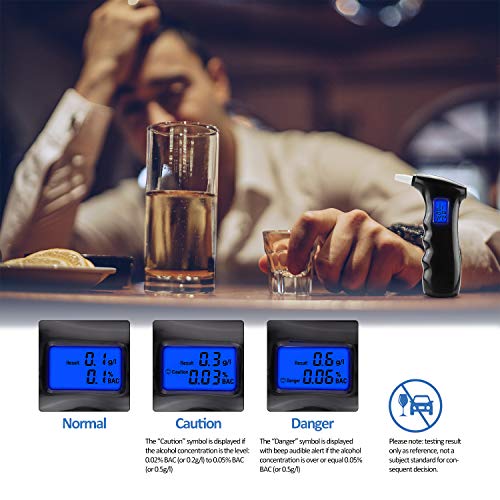 Tabiger Digital Breath Alcohol Tester, Portable Breathalyzer, with LCD Display & Semiconductor Sensor (with 5 Mouthpieces) - Thumbnail 4