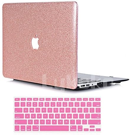 Lykoko Leather Hard Case with Keyboard Cover for MacBook Air 13 Inch (Models: A1369 and A1466) (Rose Gold)