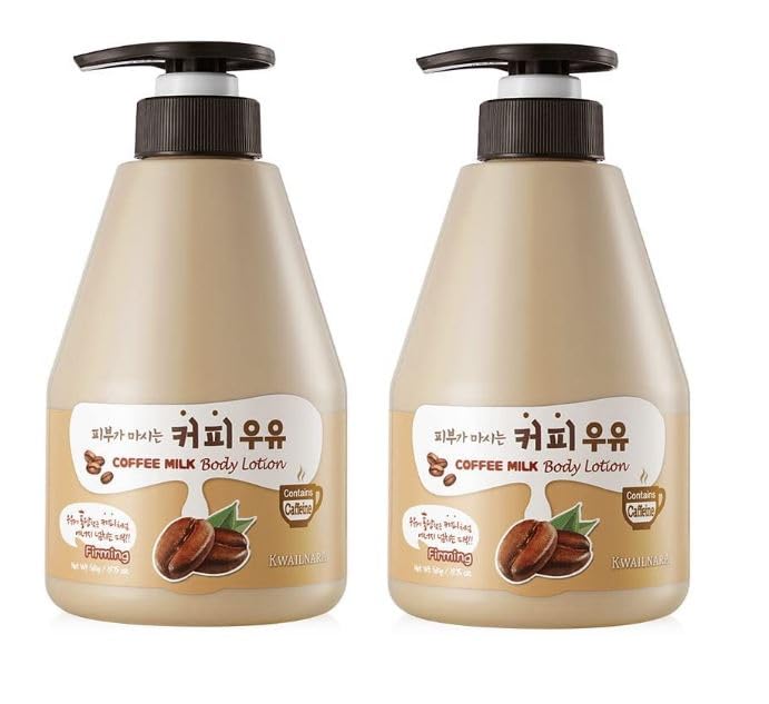 KWAILNARA Coffee Milk Firming Body Lotion 560g (Pack of 2) – Deeply Hydrating, Nourishing & Moisturising Body Care with Coffee & Milk Extracts – Smooth, Soft & Silky Skin Formula
