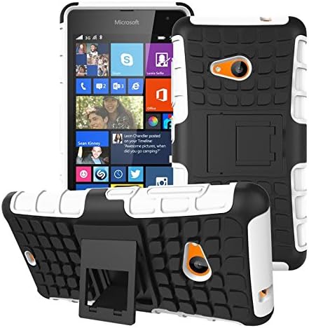 TeKKno® Slim Armour Stylish Defender Heavy Duty Shock Proof Case Cover with Back Stand + LCD Screen Protector Guard for Microsoft Lumia 535 (White)