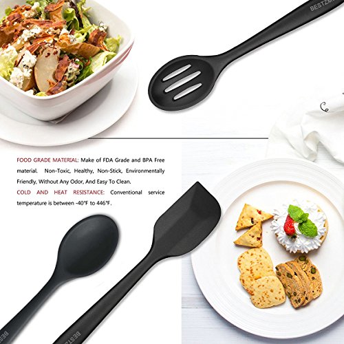 Kitchen Utensil Set - Silicone Cooking Utensils 10 Pieces - Nonstick cooking Tools&Accessories - Silicone Kitchen Utensils Black - For Pots&Pans- Gadgets,Serving Tongs,Spoon,Spatula Sets,Outdoor,Whisk - Thumbnail 4