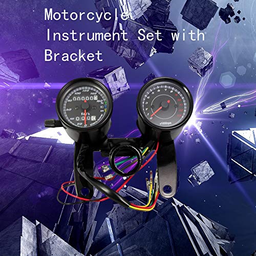 Lamijua Vintage Classic Black LED Motorcycle Meter GN CG refit Double Meter Odometer Tachometer Motorcycle Modified