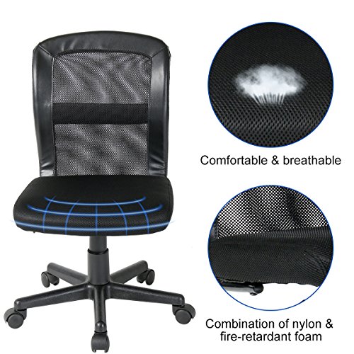 2-Packs YAMASORO Office Mesh Task Chairs Mid Back without Arms Desk Chair Swivel ,Reception Room Black - Thumbnail 6