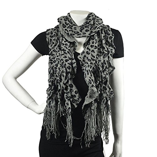 Purse babe Womens Net Chain Knitted Chunky Curly Scarf shawl With Lace And Fringe