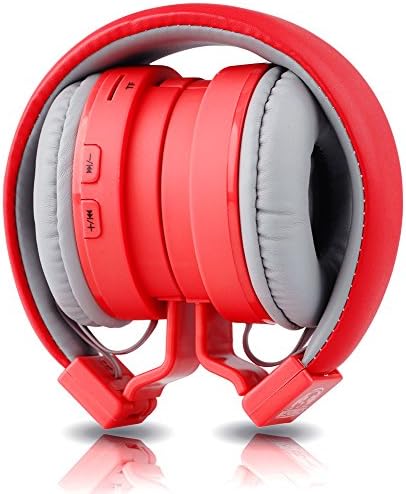 WESONICS Bluetooth Headphones Over Ear Foldable Stereo Wireless Headset with Built-in Mic for PC/Cell Phones (Red)