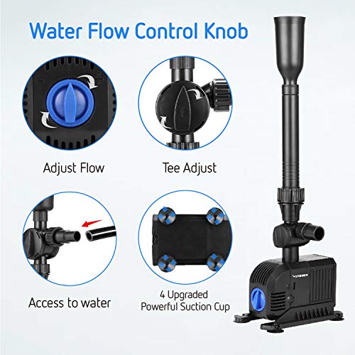 VIVOSUN 400GPH Submersible Pump(1500L/H, 25W), Ultra Quiet Water Pump