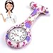 Top Plaza Women's Girls' Fashion Floral Nurse Clip-on Fob Brooch Silicone Jelly Hanging Pocket Watch
