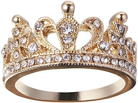 JEWERYE Fashion Clear Exquisite Princess Queen Crown Rings for Women/Girl (7, Crown Ring-1)