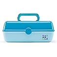 Caboodles Pretty In Petite - Forever Fun Makeup Organizer Compact Carrying Cosmetic Case, Turquoise Over Sky, 1 count