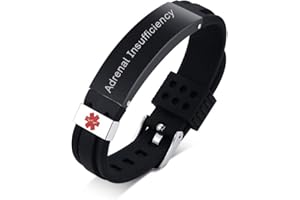 Hisatan Custom Medical Alert ID Bracelets for Men Women, Free Engraving Unisex Adjustable Emergency Silicon and Stainless Steel Emergency Bracelets