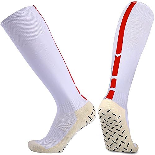 Yijiujiuer Men's Athletic Soccer Socks, Knee High Non Slip Sports Tube Socks with Grips