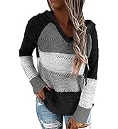 NEYOUQE Womens Long Sleeve Color Block Pullover/Cardigan Sweaters Striped Tops Casual Hoodies Swe...