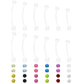 Ovxznts Pregnancy Belly Rings Maternity Belly Button Rings Plastic Long Bar Navel Ring for Maternity Sport Pregnant Women Different Bar Length 14/16/18/32/35/38mm Ball Size 5mm
