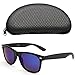 LotFancy Polarized Horn Rimmed Sunglasses for Women Men, 80’s Retro Stylish Square Eyewear with Case, UV400 Protection, 54MM, Revo Blue Mirrored Lens, Matte Black Resin Frame
