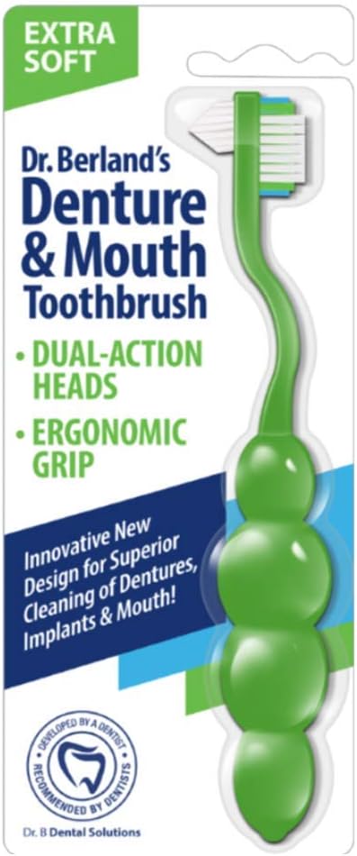Dr. B Dental Solutions Denture & Mouth Toothbrush, Assorted Colors, Extra Soft, 1pk: Health & Personal Care