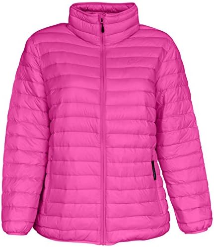 Sportcaster Women's Plus Size Packable Down Jacket (5X, Bubble Gum Pink)
