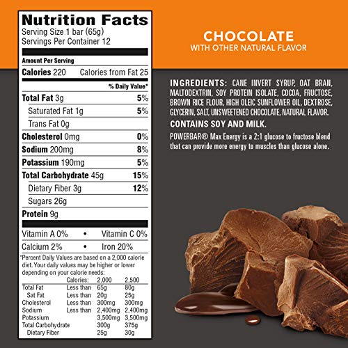 PowerBar Performance Energy Bar, Chocolate, 2.29 Ounce Bars (Pack of 12)