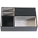 Huji Men's Black Leatherette Valet Jewelry Tray Display Showcase Insert Liner Organizer 5 Compartments Desk Car Home Dresser Keys Phone Wallet Coins
