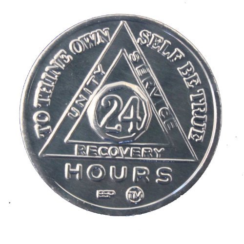 24 Hour BSP AA Silver Color Aluminum Medallion with Serenity Back (Set of 50) Commemorative