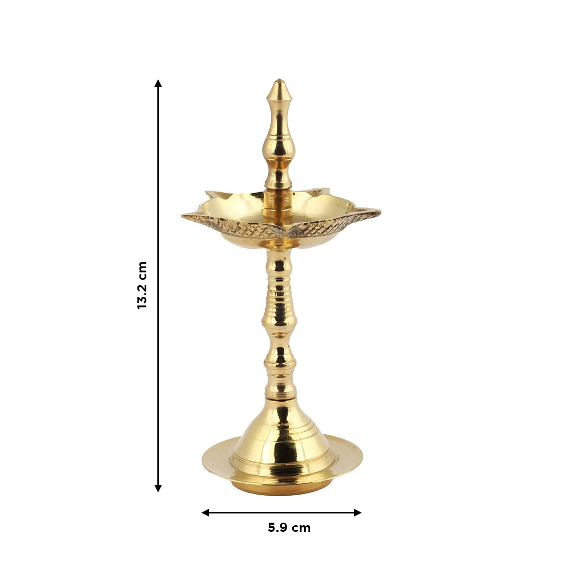 Shubhkart Nitya Kerala Samai Diya | Size 1 Brass Oil Lamp for Pooja | Traditional Deepak for Mandir | Diwali Decoration | Festival Ghee/Oil Diya | 5.19 Inch | 108g | Pooja Worship 4