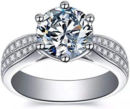 Shally S925 Solitaire Rings 2 Carat Round Cubic Zirconia Wedding Engagement Ring US5