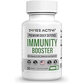 Swiss Activa+ Labs Immunity Booster –Daily Immune Support Supplement with Vitamin C, E, Selenium, Beta-Glucan, Reishi & Ginseng- Antioxidant -Antibiotic, Non-GMO Herbal Formula- 30 Days Supply