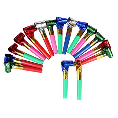 LONG7INES 100 Pcs Funny Party Blowouts Blowers/ Birthday Party Supplies Favors Blowers/ Fun Party Favors, Assorted Colors (100 Pcs)