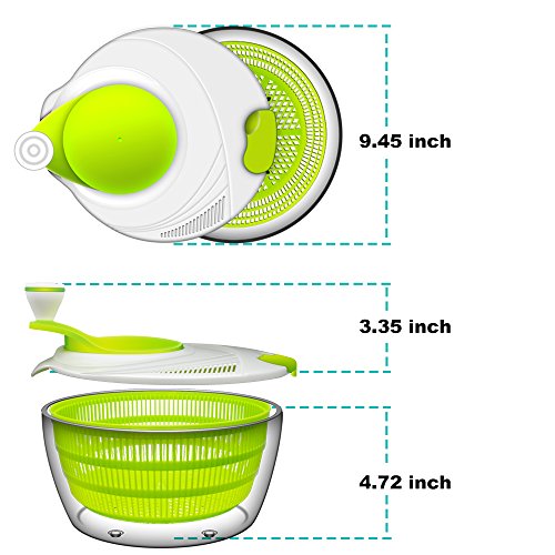 Salad Spinner and Salad Scissors, ANKO BPA Free Certified 4.2 Quart Capacity Vegetable Dryer Strainer with Vegetable Scissors, Ease for Tastier Salads and Faster Food Prep (1) - Thumbnail 5